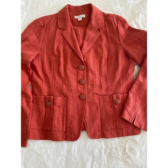 Coldwater Creek Lane Burnt Orange‎ 3 Button Textured Blazer Womens Sz 120 - Picture 1 of 10